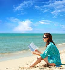 reading on a beach